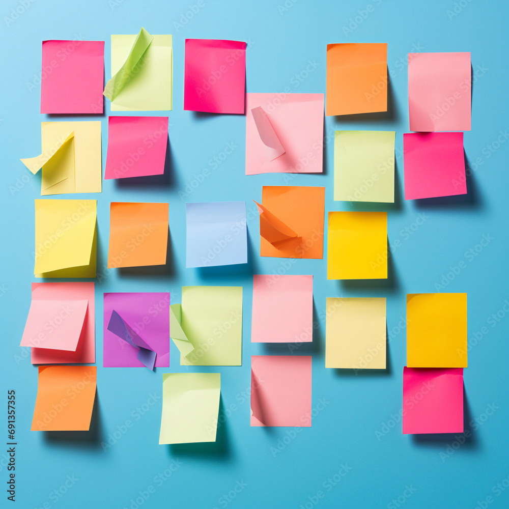 Sticky notes on a colorful background.