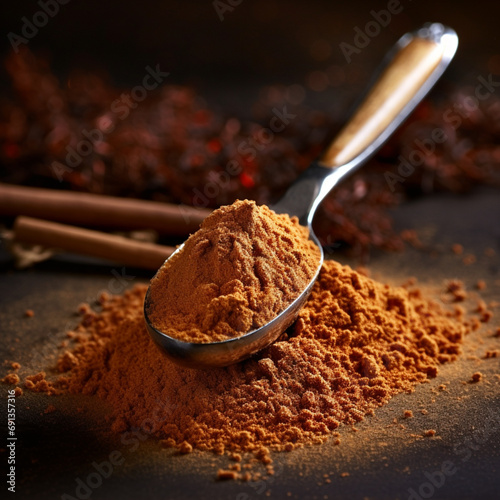 Spoon with cinnamon.