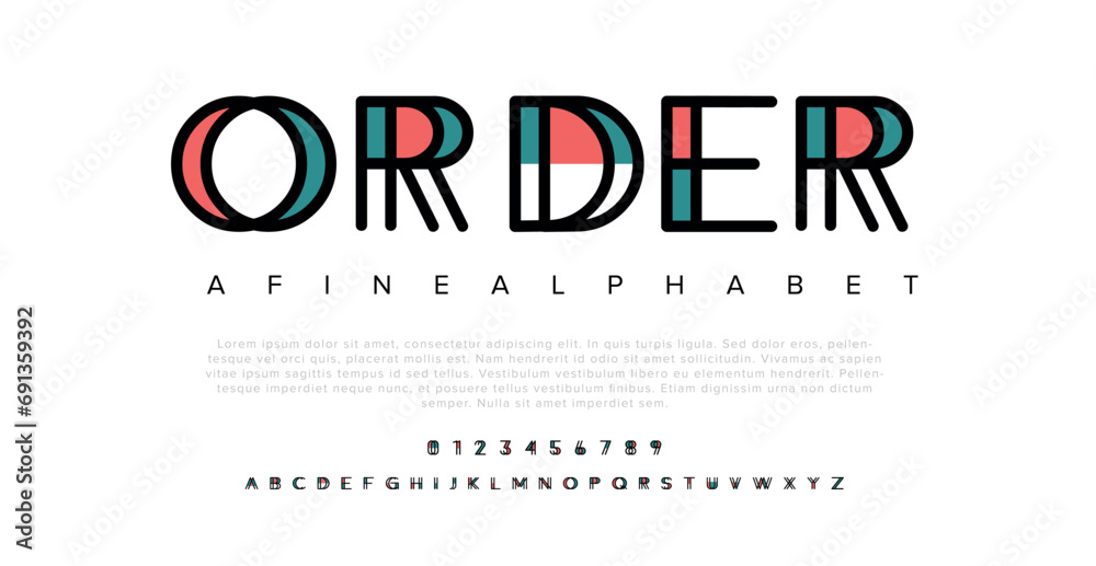 Order Modern abstract digital alphabet font. Minimal technology typography, Creative urban sport fashion futuristic font and with numbers. vector illustration - obrazy, fototapety, plakaty 