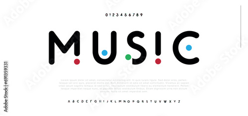 Creative modern urban alphabet font. Music abstract moslem, futuristic, fashion, sport, minimal technology typography. Simple numeric vector illustration photo