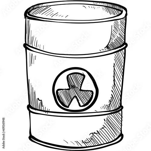 radioactive barrel handdrawn illustration