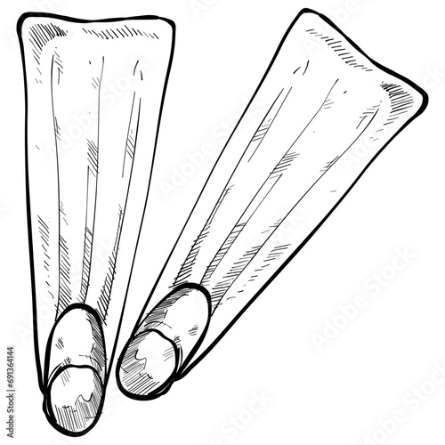 diving fins handdrawn illustration