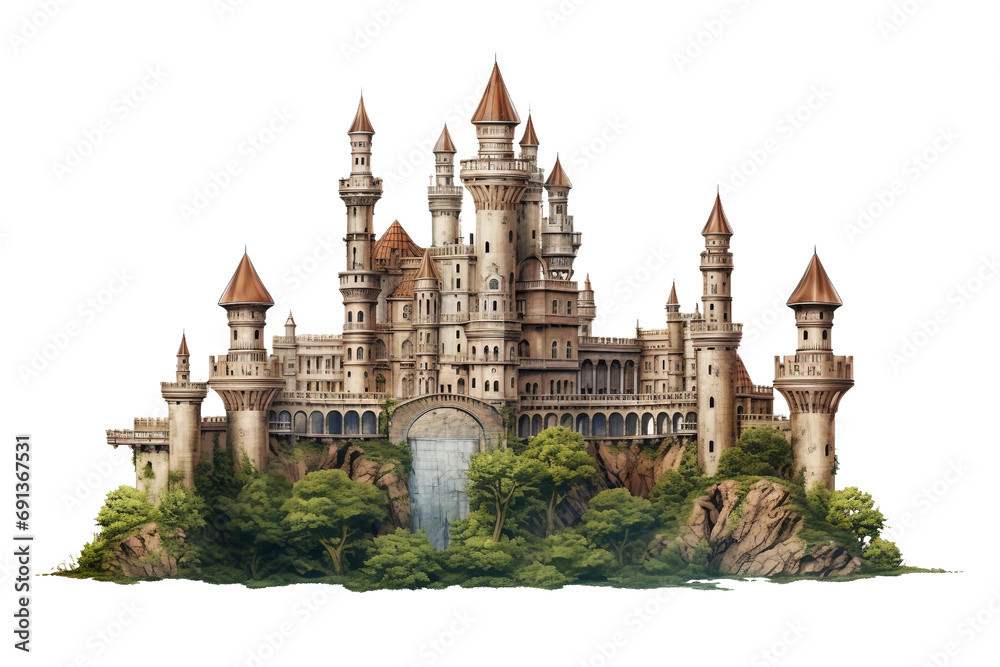 Grand Palatial Citadel isolated on transparent background