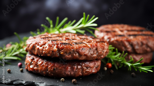 Raw meat, steak on black background photo