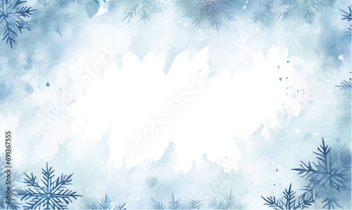 Fototapeta Naklejka Na Ścianę i Meble -  watercolor blue christmas background with snowflakes