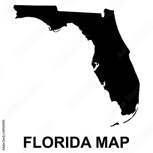 Florida map shape, united states of america. Flat concept icon symbol vector illustration