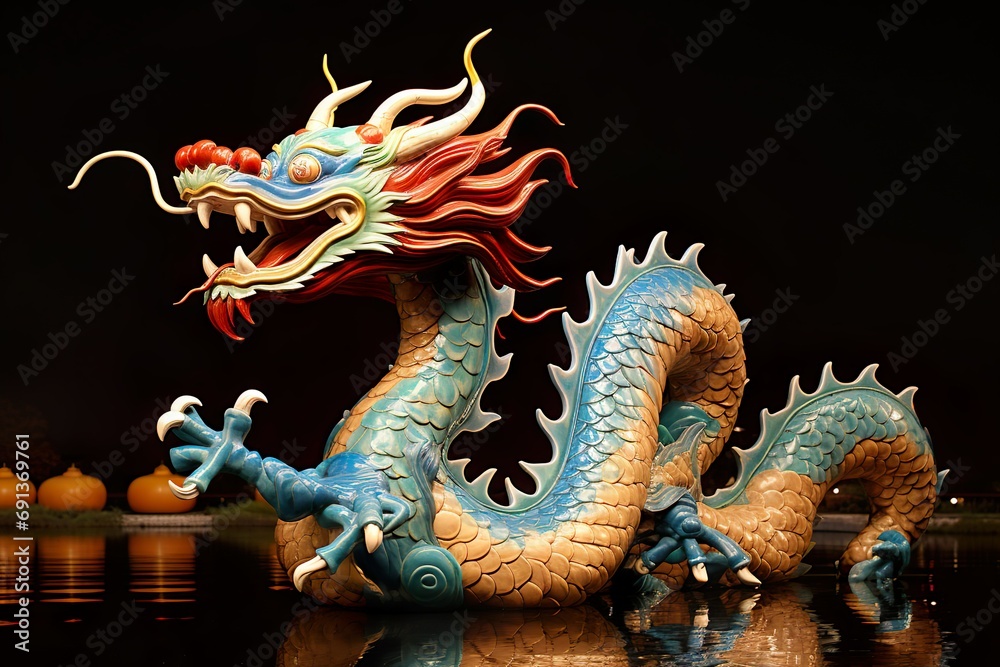 Obraz premium chinese dragon crazy bot statue
