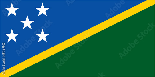 Solomon Islands official flag vector with standard size and proportion. National flag emblem with accurate size and colors.