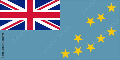 Tuvalu official flag vector with standard size and proportion. National flag emblem with accurate size and colors.