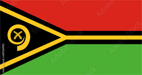 Vanuatu official flag vector with standard size and proportion. National flag emblem with accurate size and colors.