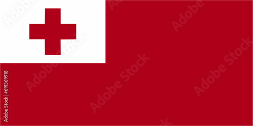 Tonga official flag vector with standard size and proportion. National flag emblem with accurate size and colors.