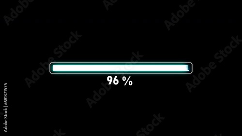 Loading bar from 0 to 100 percent, black background