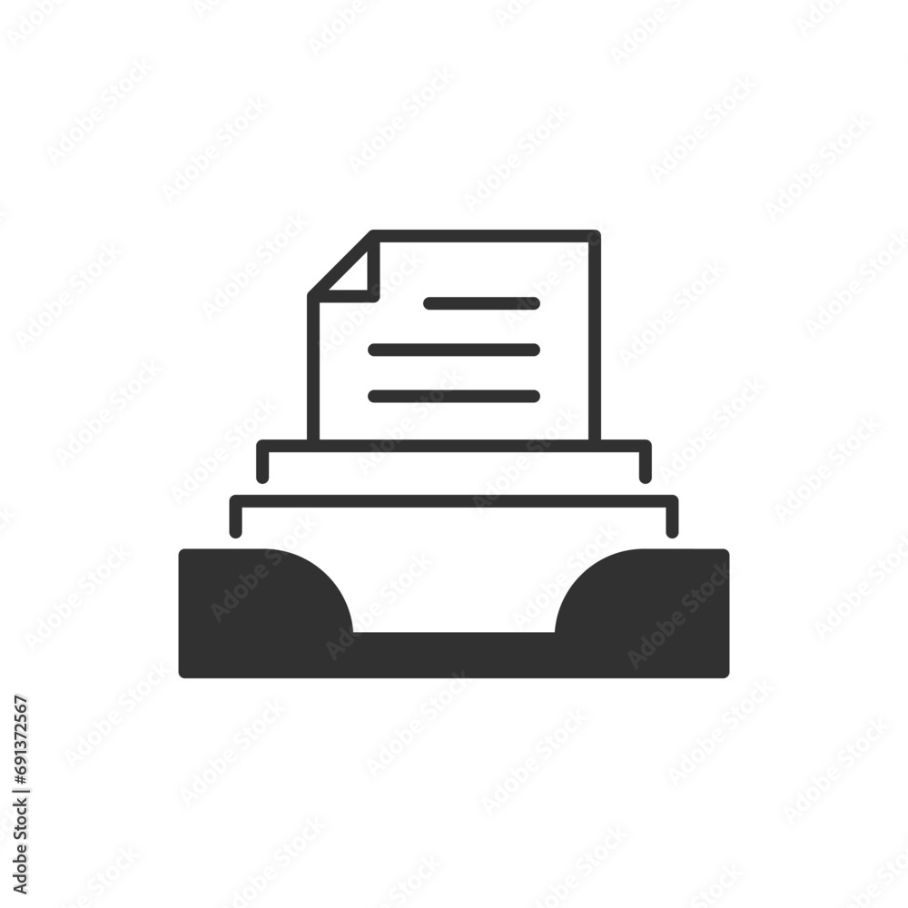Documents in document tray. Monochrome black and white icon Documents in document tray. Monochrome black and white icon