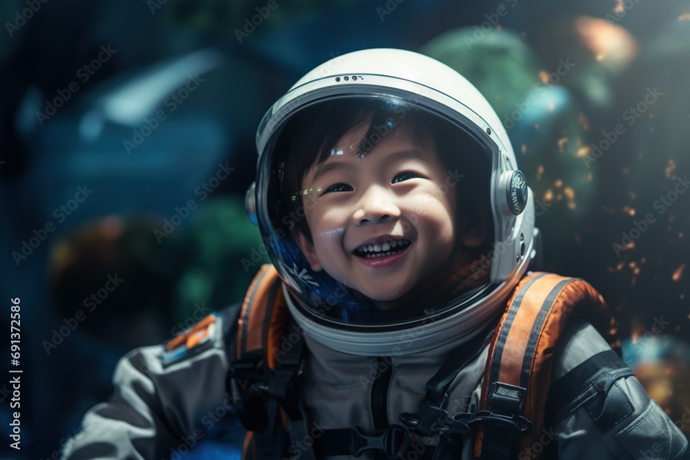 Portrait of young asian boy wearing spaceman costume Portrait of young asian boy wearing spaceman costume