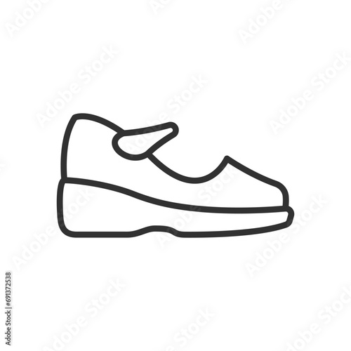 Mary Jane shoes, linear icon. Line with editable stroke