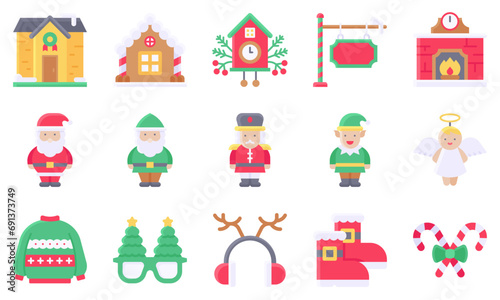Christmas related icon  vector illustration set