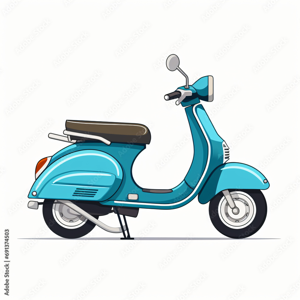 Retro Scooter Isolated on White Background.