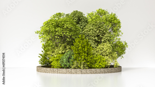 3D render of small summer grove against white background photo