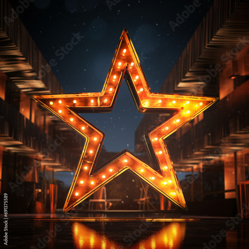 Shiny hotel sign with stars