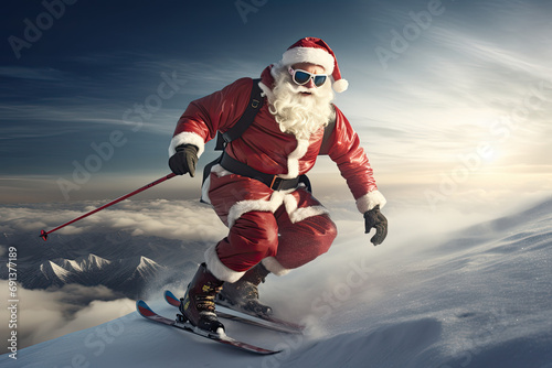 skiing santa claus