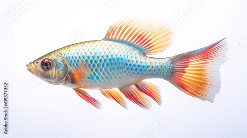 A colorful fish isolated on white background. Generative ai