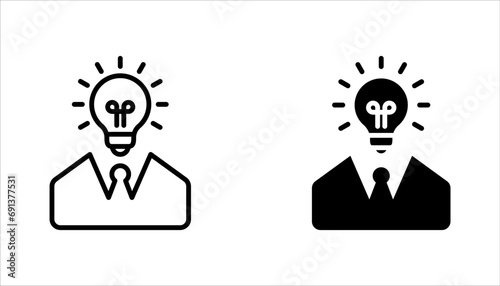 Man head light bulb icon in line style. vector illustration on white background