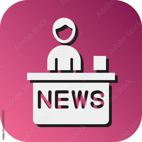 News Anchor Vector Glyph Gradient Background Icon Design
