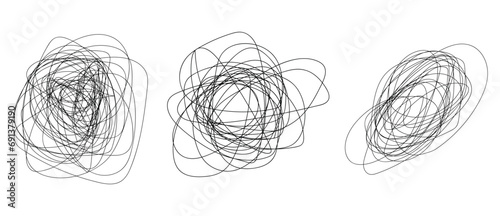 Chaotically tangled line. Unravels chaos and mess difficult situation. Psychotherapy concept of solving problems is easy. One continuous line drawing. Hand drawn vector illustrations isolated