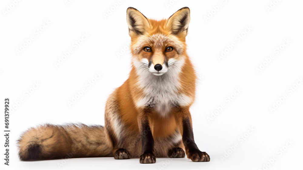 Red fox Vulpes isolated on white. Generative ai Red fox Vulpes isolated on white. Generative ai