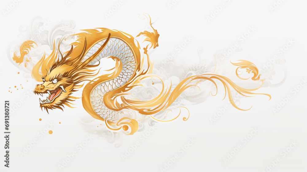 Fototapeta premium Dragon brush stroke Ink Painting