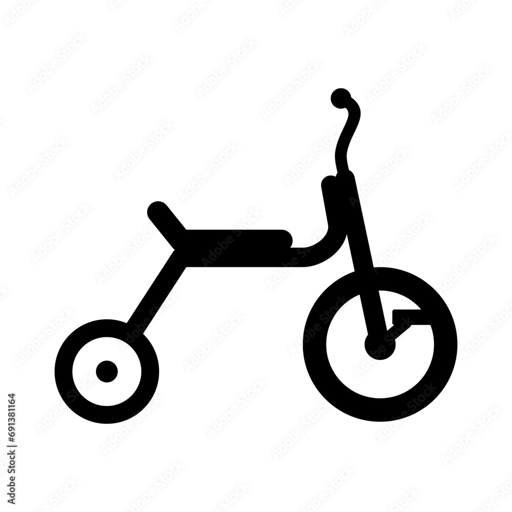 Chic Tricycle Icon: Elegant black line art for logos and creative applications, combining simplicity and sophistication. Chic Tricycle Icon: Elegant black line art for logos and creative applications, combining simplicity and sophistication.