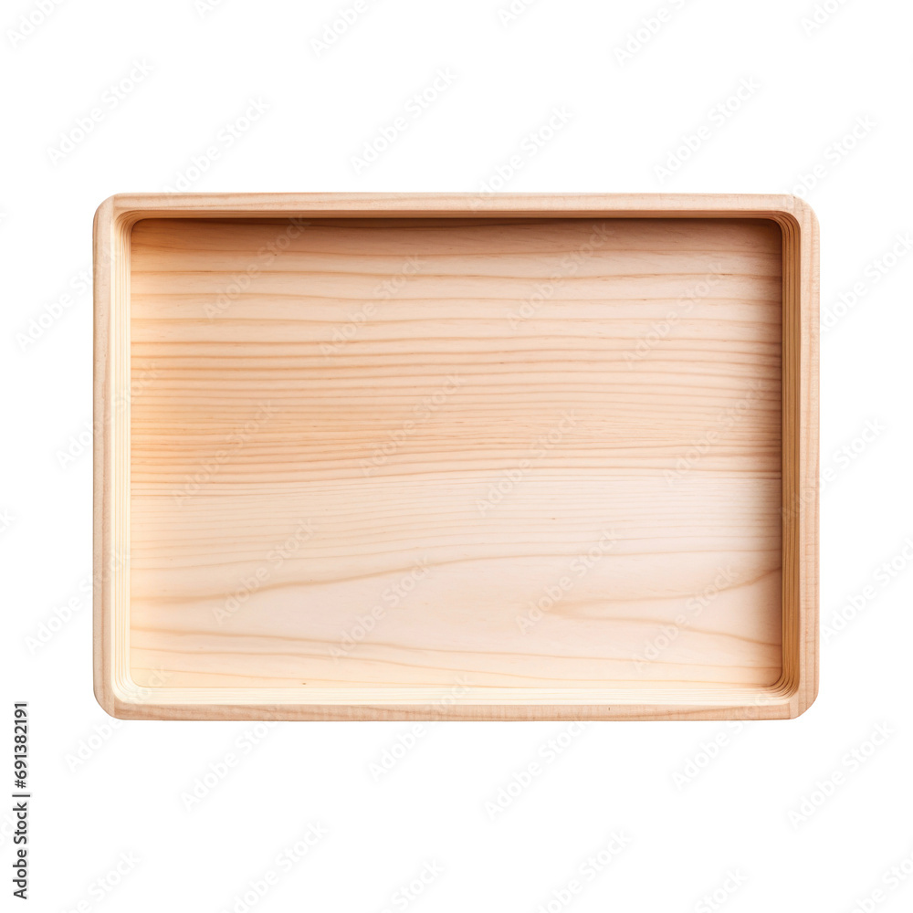 Wooden Tray. Isolated on transparent background.