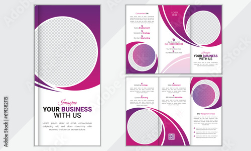 Corporate business template for tri fold flyer, Three fold brochure design.