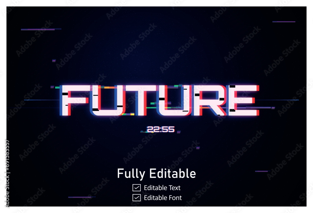 Futuristic Glitch text effect for video game text for editable cyberpunk  text effect