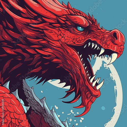 Red Angry Dragon Illustration