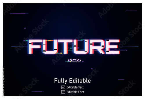 Futuristic Glitch text effect for video game text for editable cyberpunk  text effect