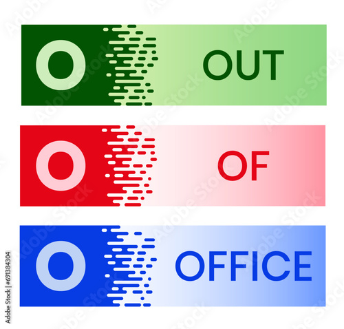 OOO - Out Of Office acronym. business concept background. vector illustration concept with keywords and icons. lettering illustration with icons for web banner, flyer