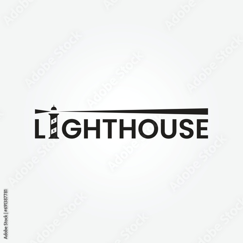 lighthouse symbol logo icon black vintage vector illustration template background design