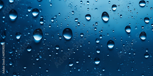 water drops on blue background,water drops on light blue background .Water drops on blue surface background,Water drops with foam on glass on a blue background.