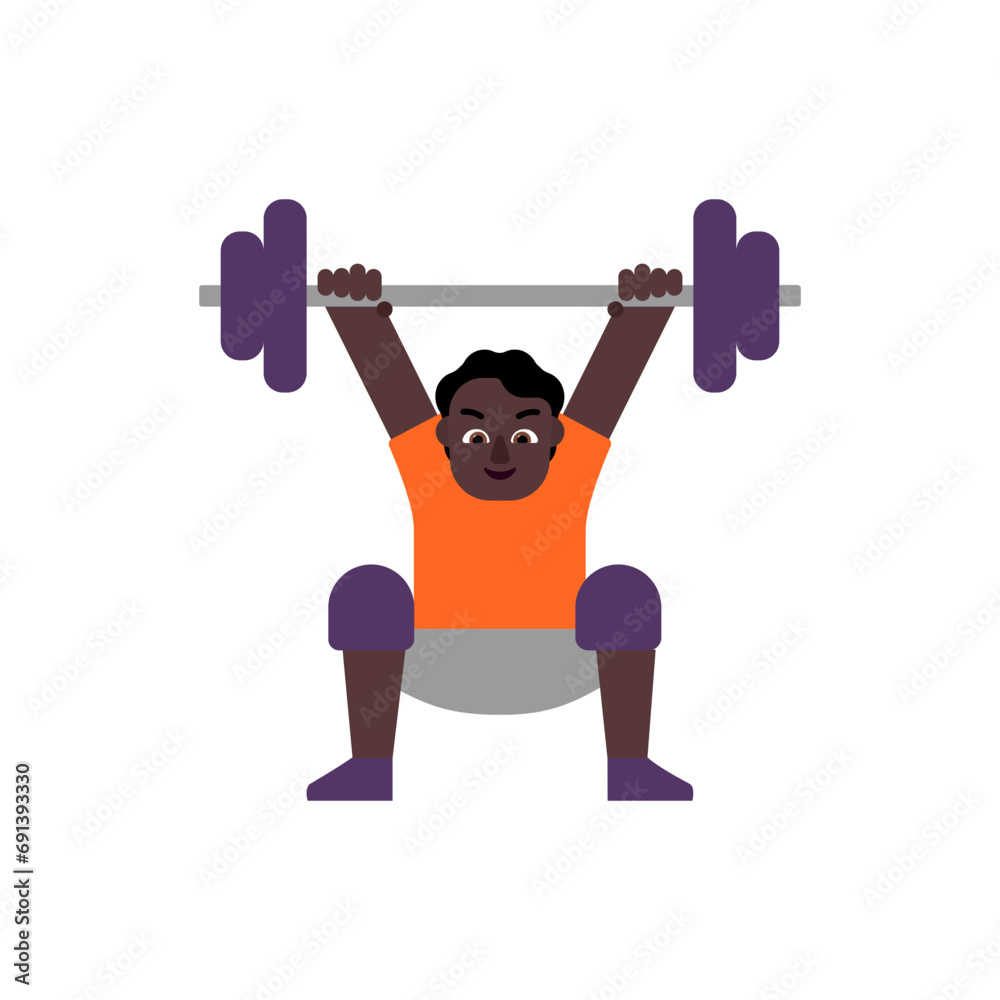 Person Lifting Weights: Dark Skin Tone Person Lifting Weights: Dark Skin Tone