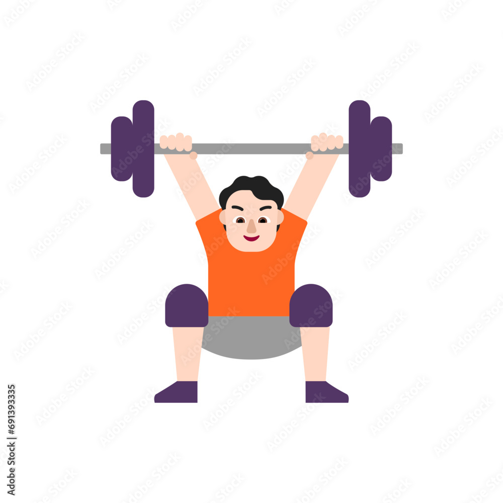 Person Lifting Weights: Light Skin Tone Person Lifting Weights: Light Skin Tone