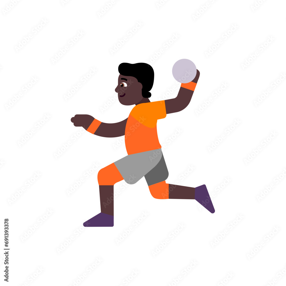 Person Playing Handball: Dark Skin Tone
