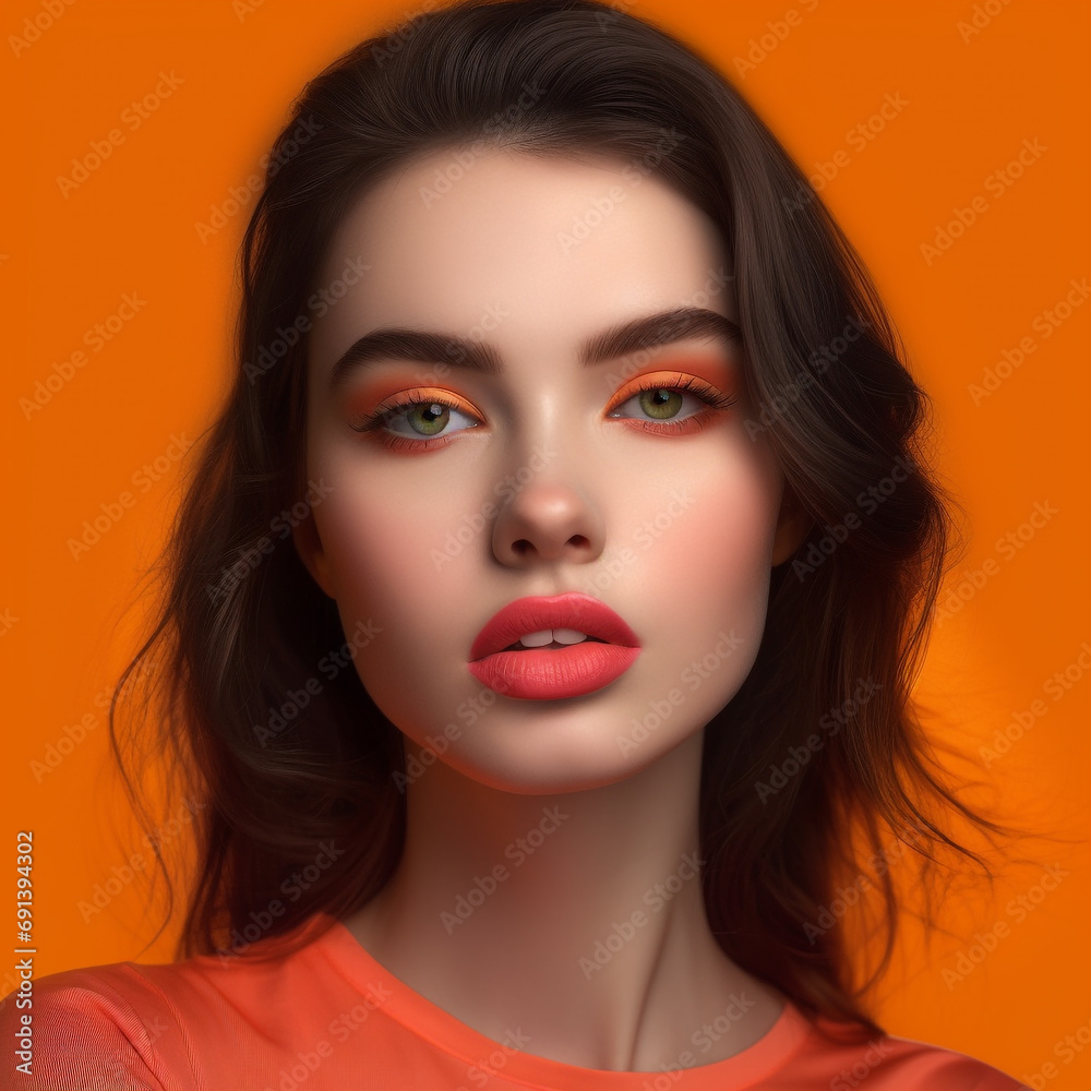 Portrait of a woman with a bright make looking to the camera. Portrait of a woman with a bright make looking to the camera.