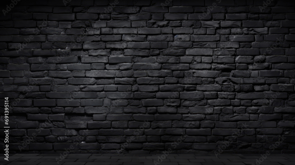 Abstract Black brick wall texture for pattern background. brickwork background for design