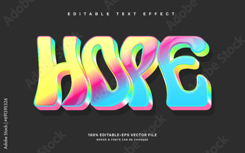 Colorful Hope text effect, groovy editable text effect