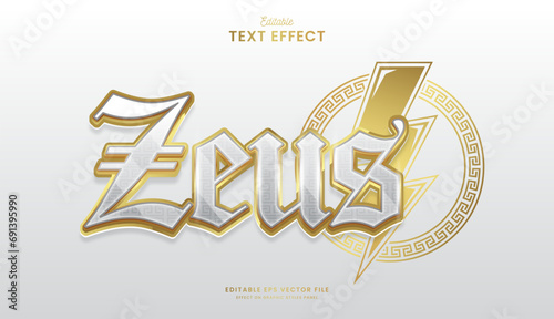 decorative editable zeus thunder text effect vector design