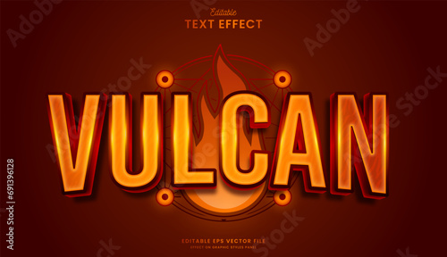 decorative editable fire vulcan text effect vector design