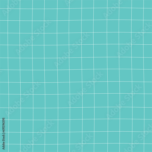 Checked, square, plaid vector seamless pattern. Vertical and horizontal hand drawn irregular crossed stripes. Checkered geometric background. White bars on mint green background.