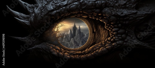 The dragon's eyes with castle in it