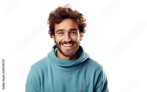 Hugging Gesture Young Azure Man Isolated on a Transparent Background PNG.